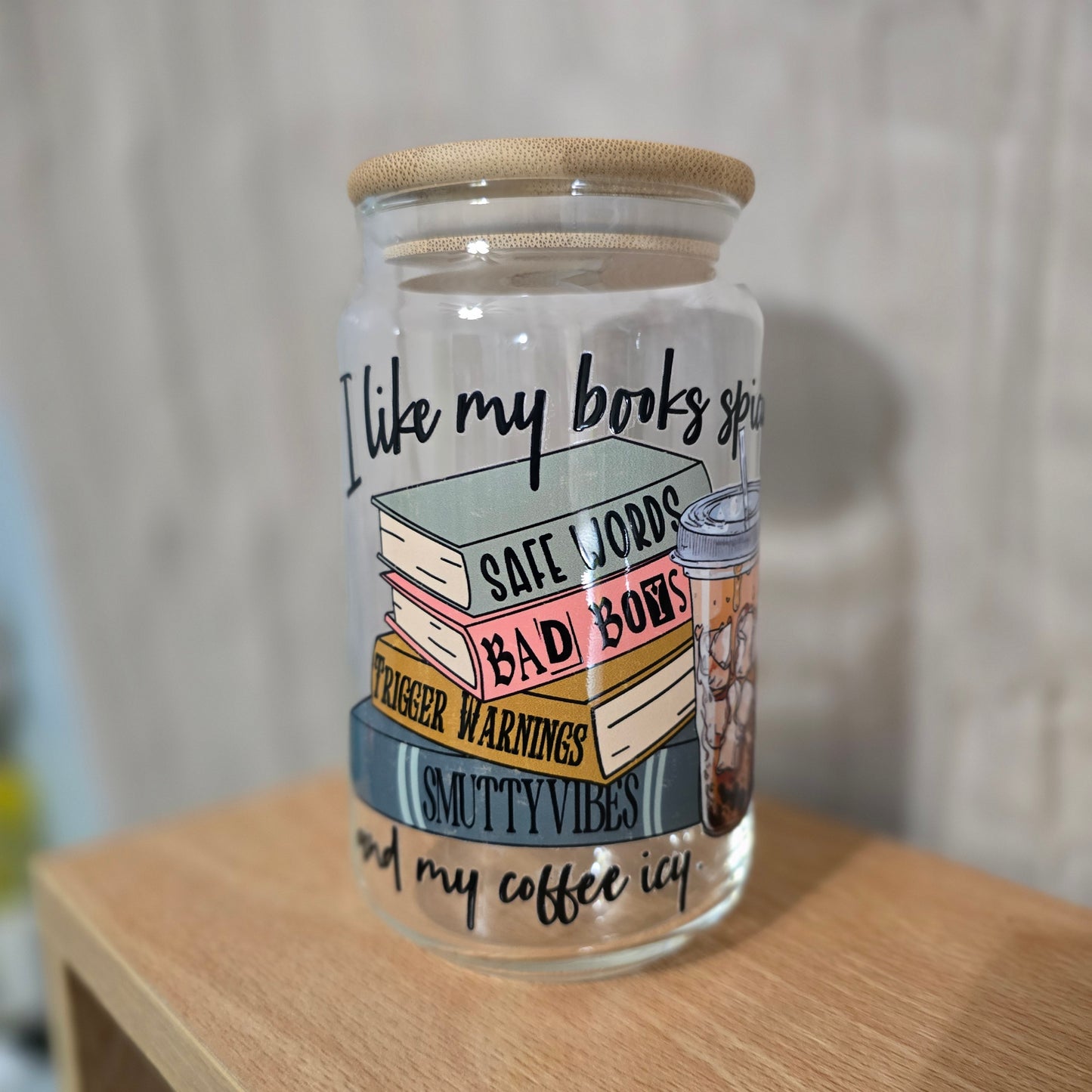 I Like My Books Spicy Libbey Glass Can