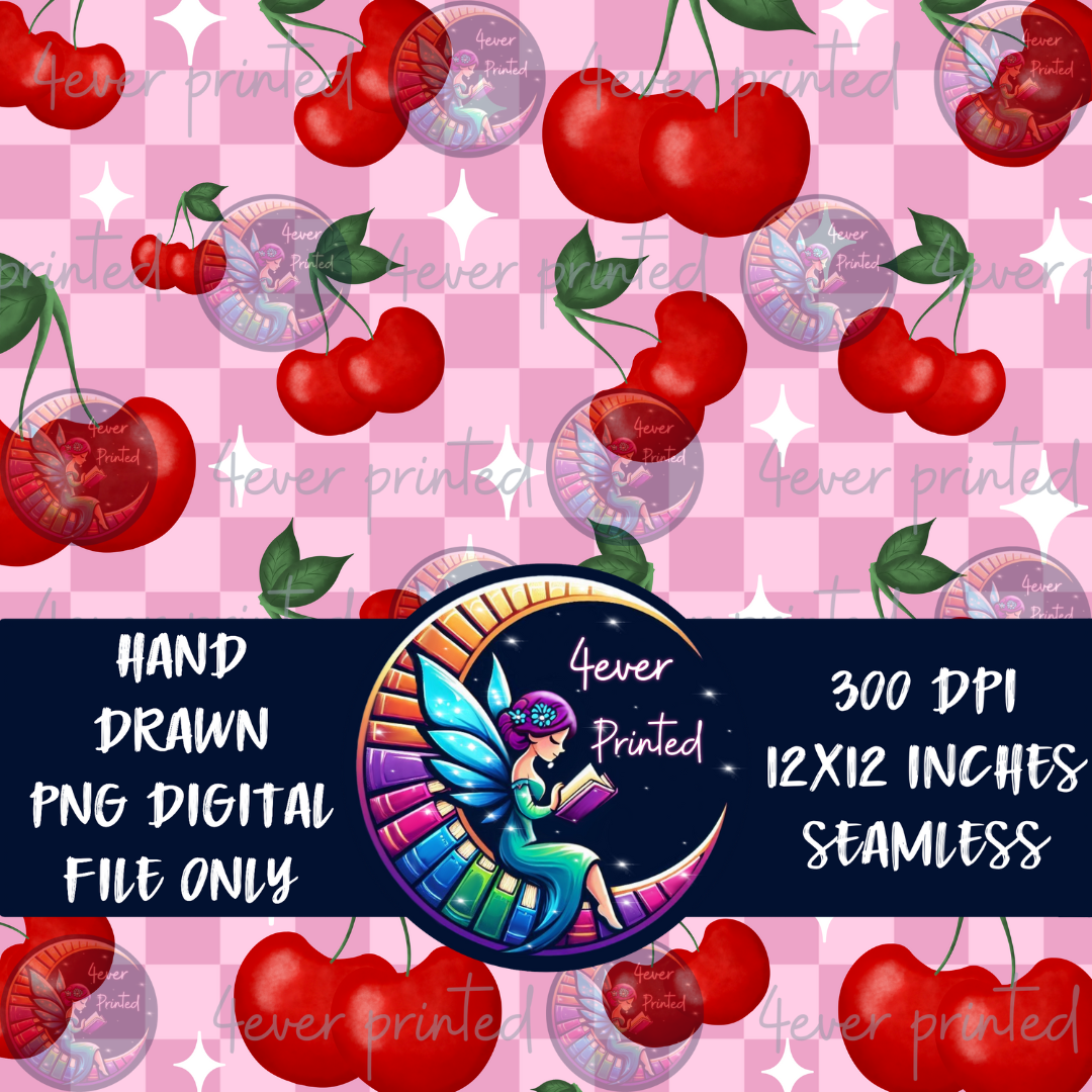 Pink Checkered Cherries - Seamless