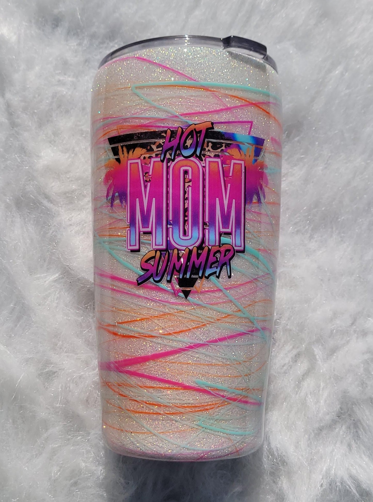 Retro Hot Mom Summer Glitter Stainless Steel Tumbler