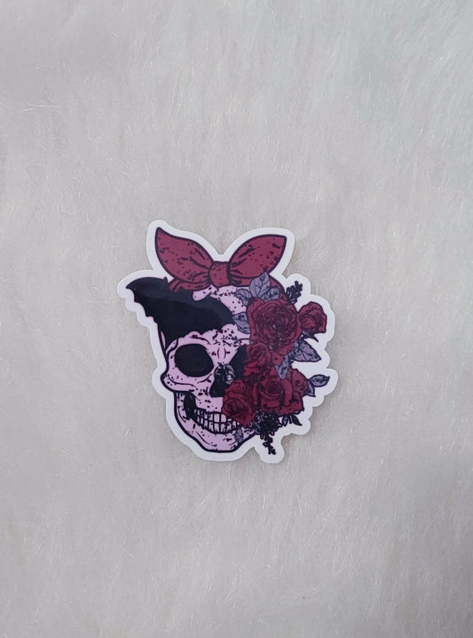 Dark Skull and Roses Sticker